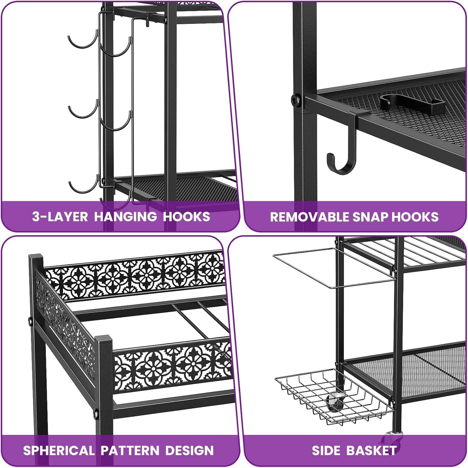 Versatile Exercise Equipment Organizer with Lockable Design and Removable Hooks