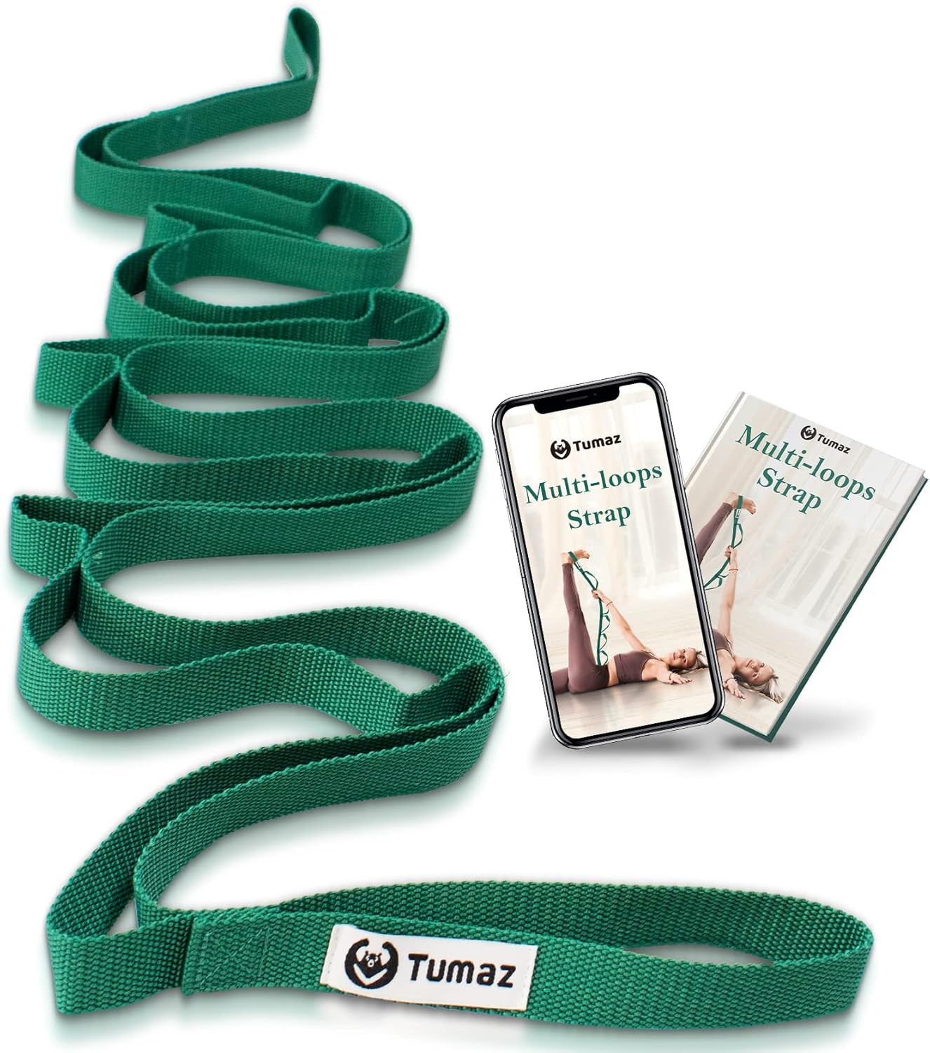 Stretching Strap – 10 Loops & Non-Elastic Yoga Strap – Perfect Home Workout Stre