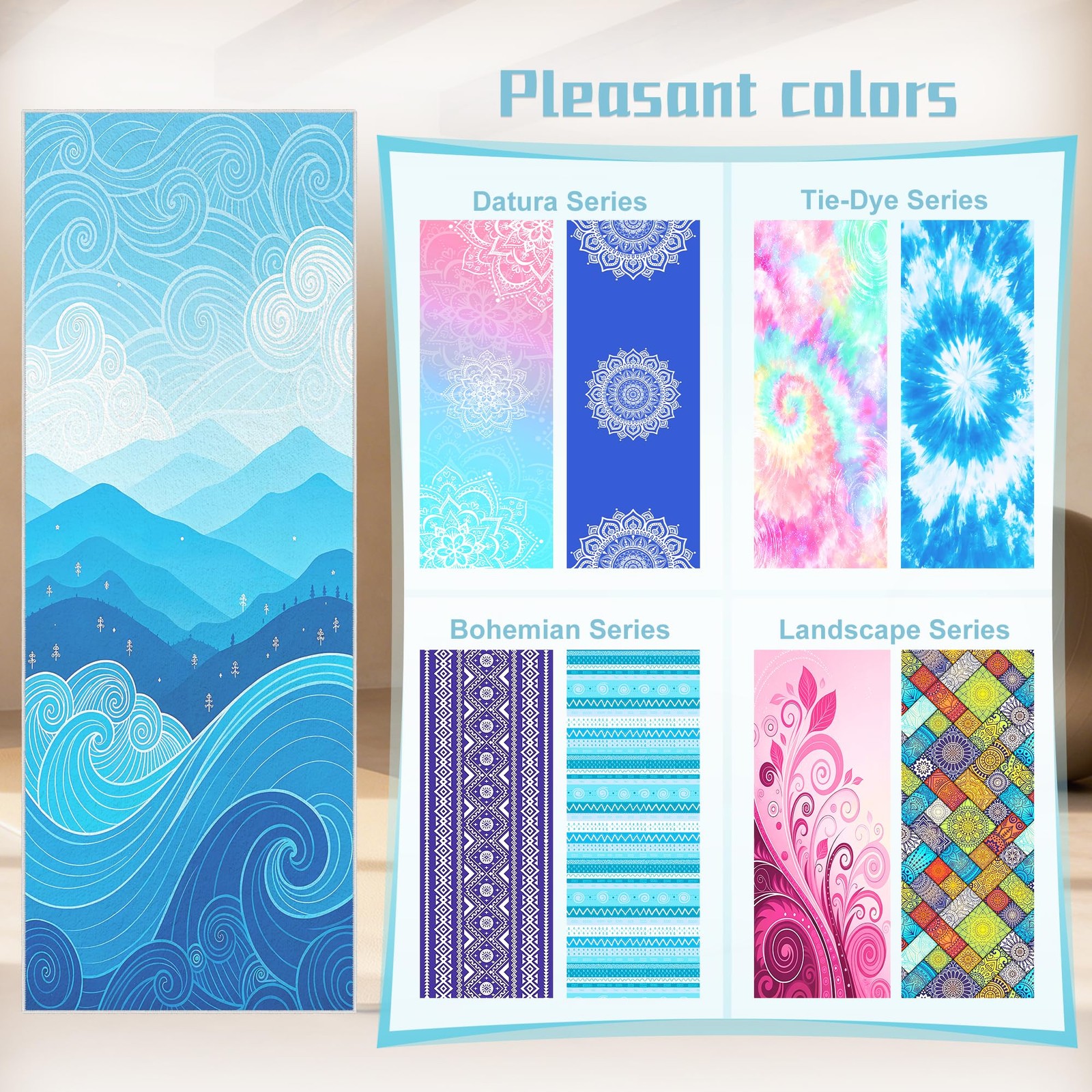 Alissgorat Hot Yoga Towel Non Slip Ultra-Absorbent Yoga Mat Towel Soft Printed