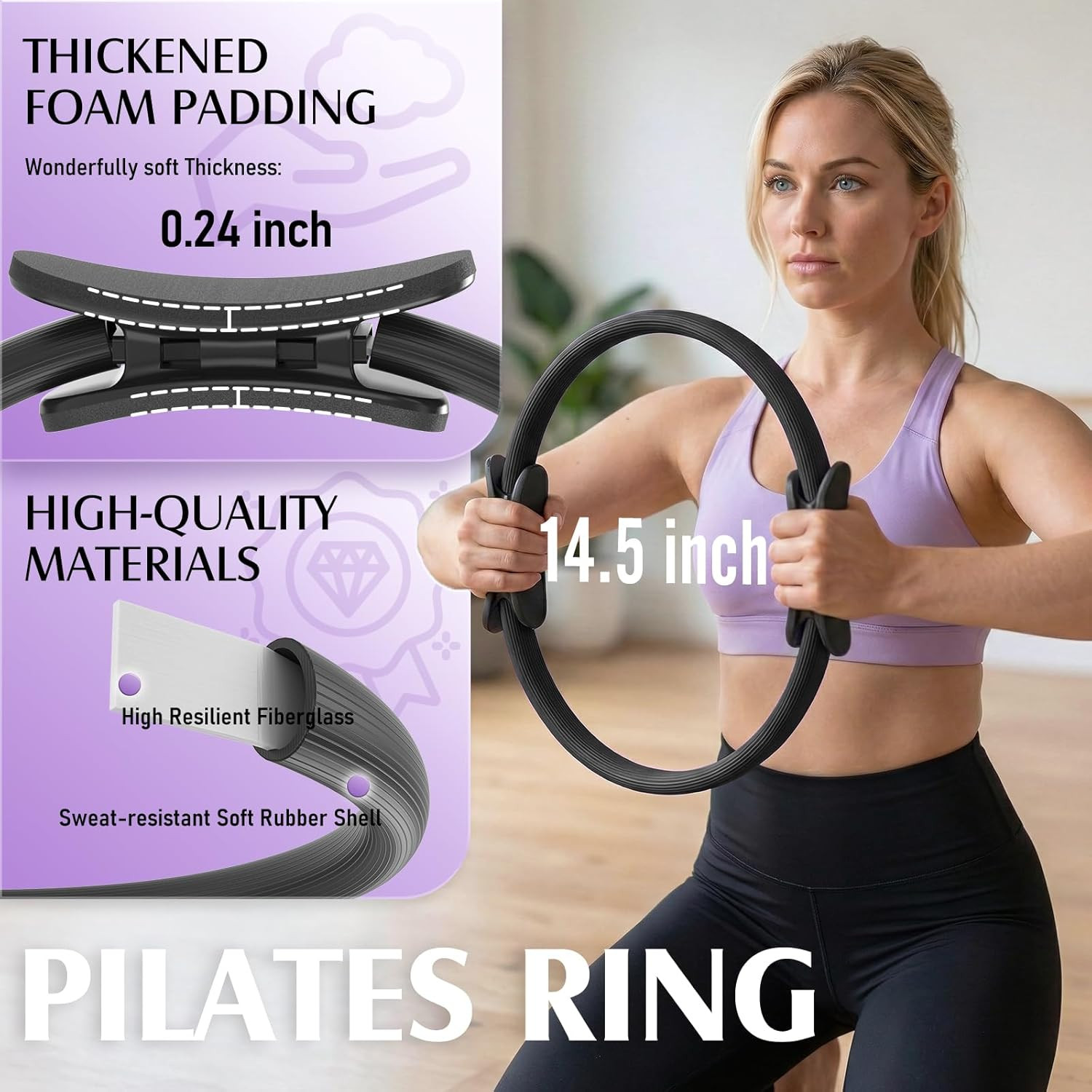 Pilates Ring Fitness Circle for Women, Pilates Equipment – 14.5&Prime; Home Magic Exer