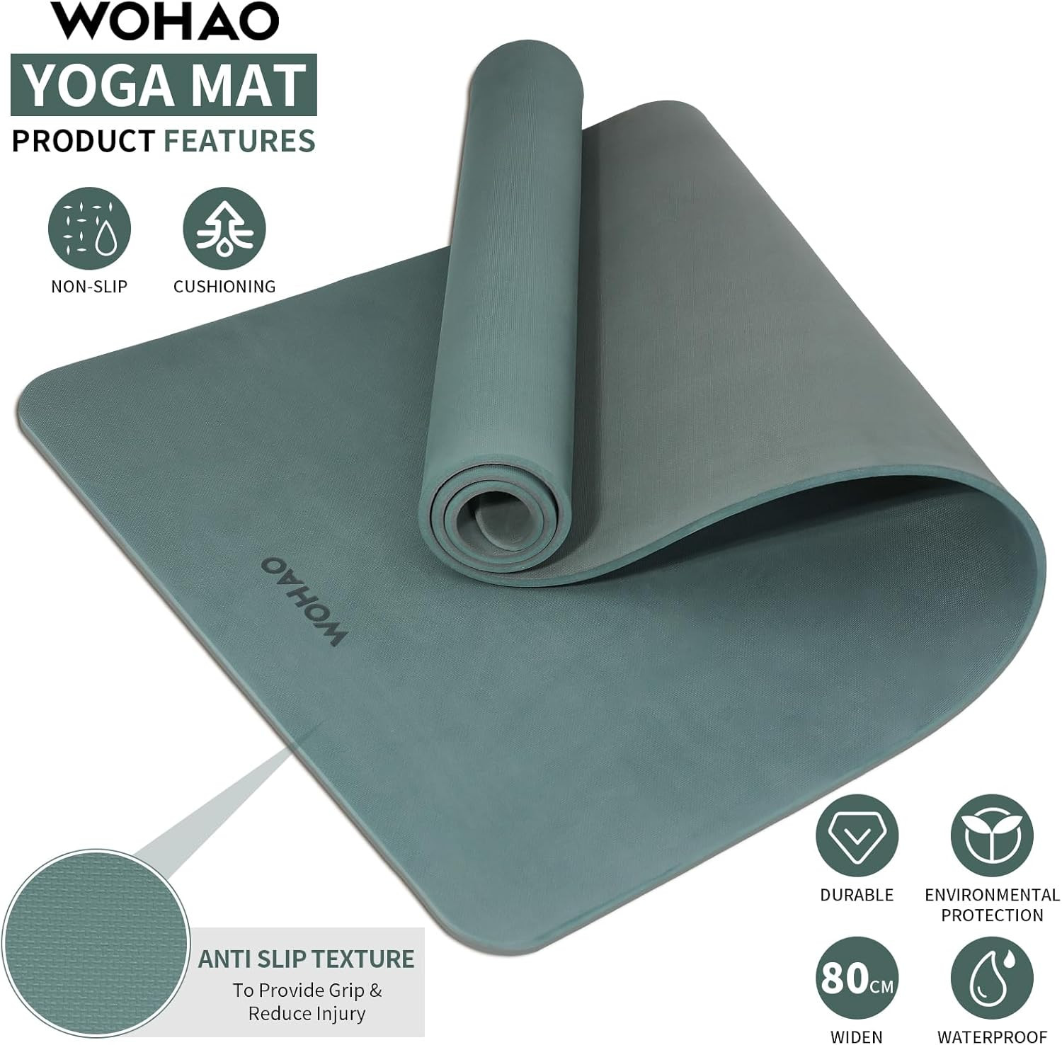 Extra Thick 8Mm Yoga Mat, 72&Prime;X28&Prime; Non Slip Exercise Mat, Reversible 2-Sided Dual
