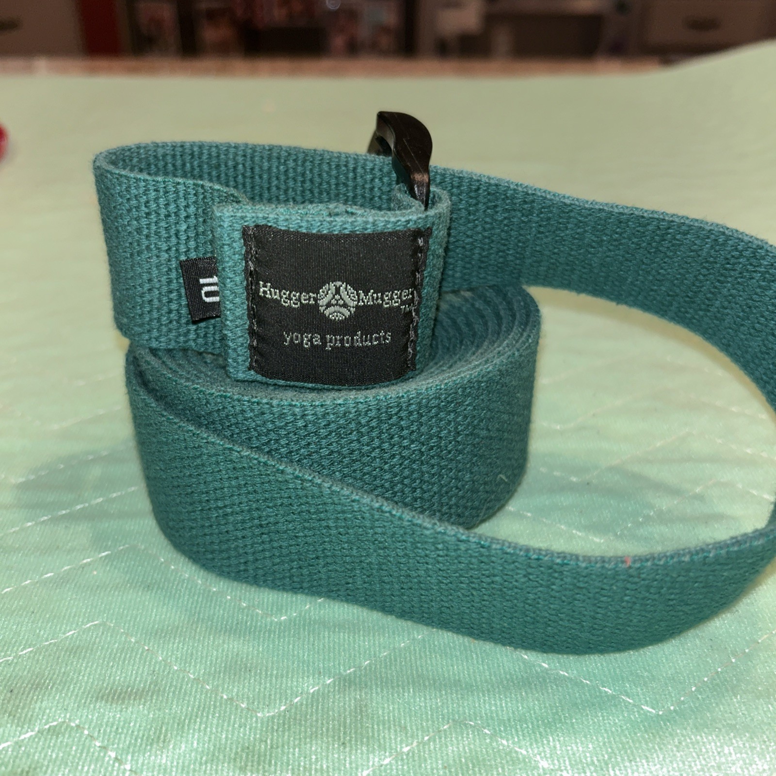 Hugger Mugger 10’ Yoga Strap Teal Green Cinch Cotton Twill Plastic Belt GUC