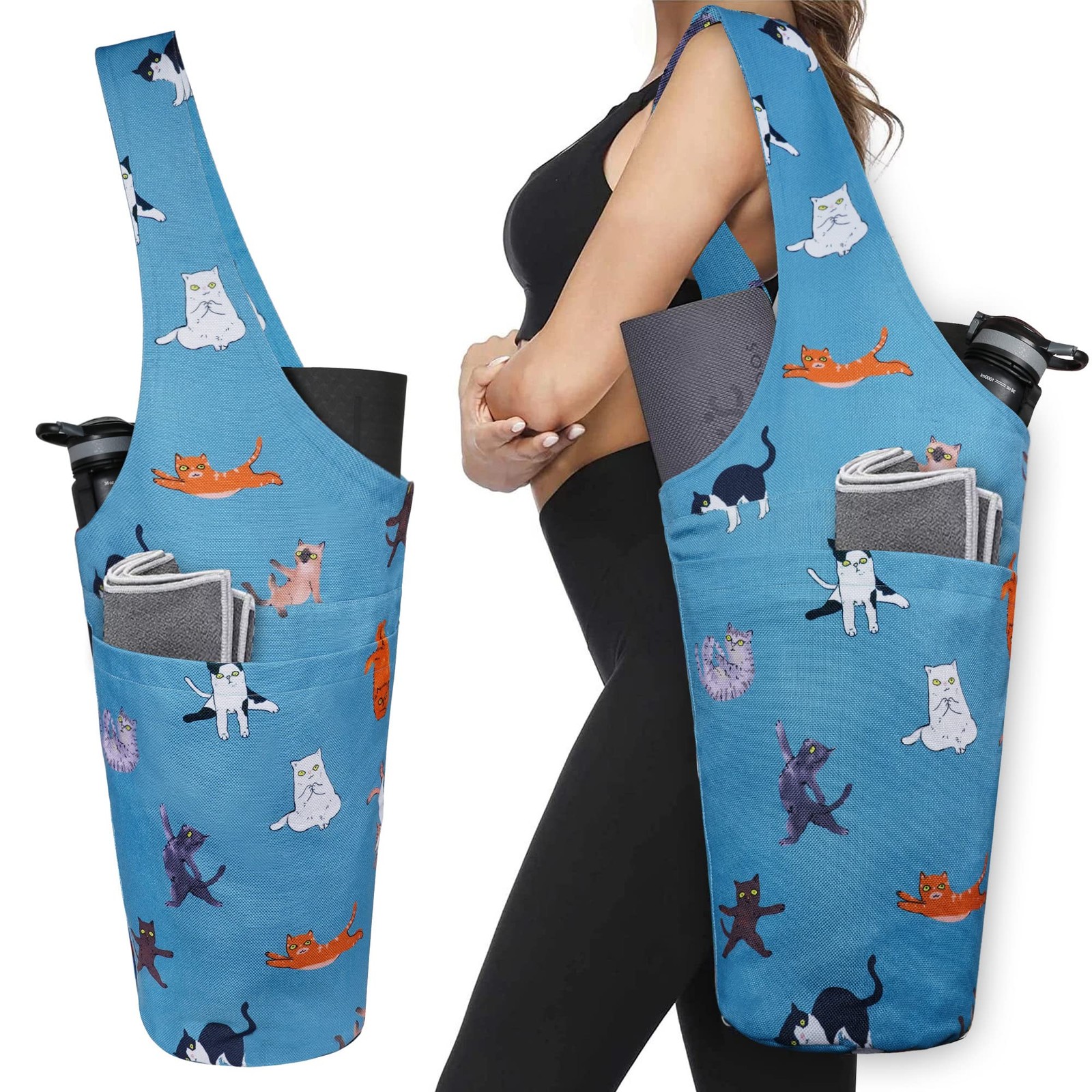 Yoga Mat Bag Carrier Long Tote With Pockets Fits Most Size Mats Accessories