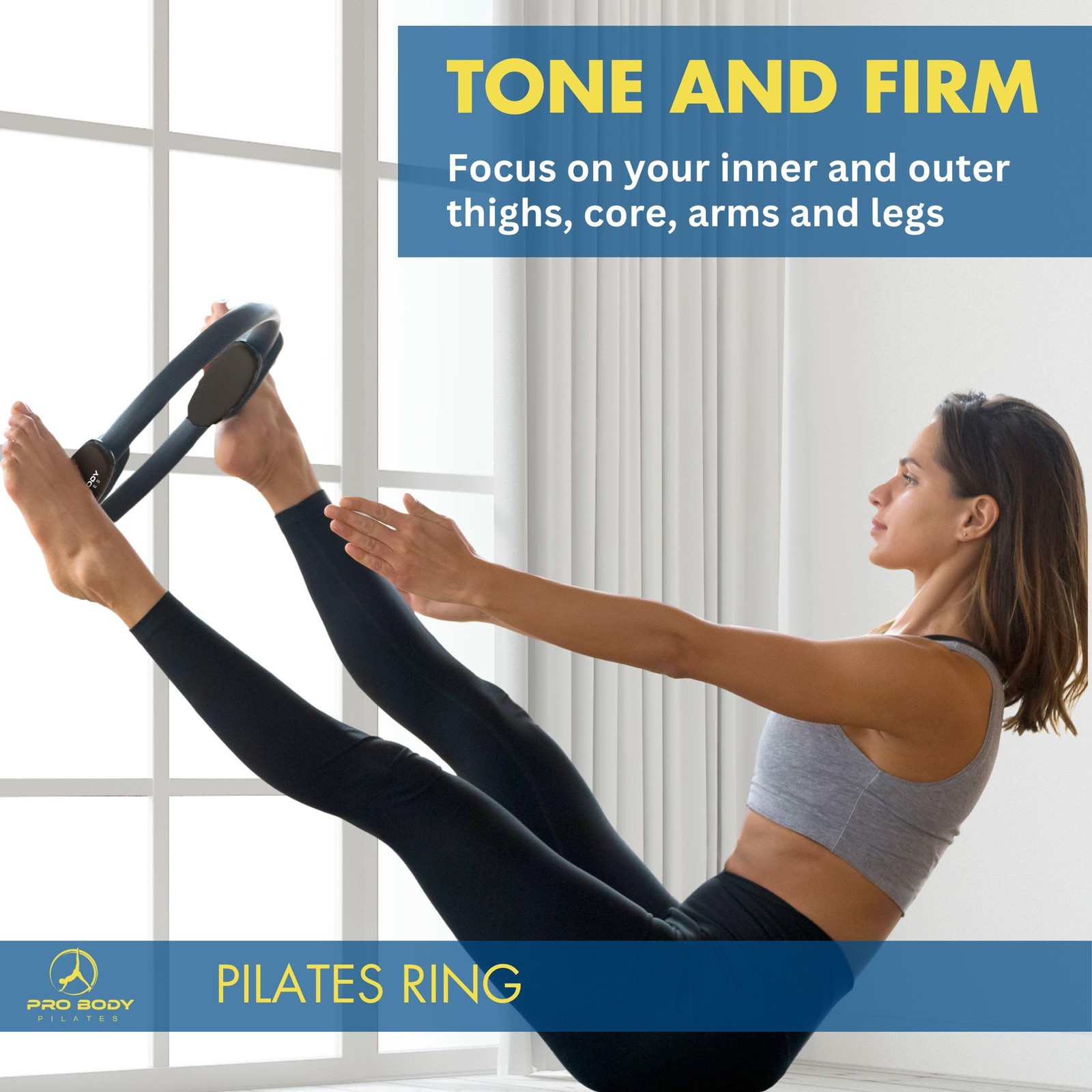 ProBody Pilates Fitness Circle – 14 Inch Ring for One Size, Black