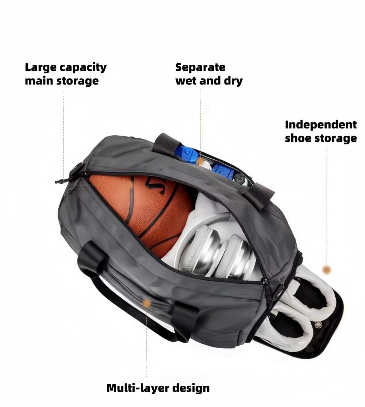 Gym Bag for Women/Men with Shoes Compartment, Small Fitness Sports Bag with W…