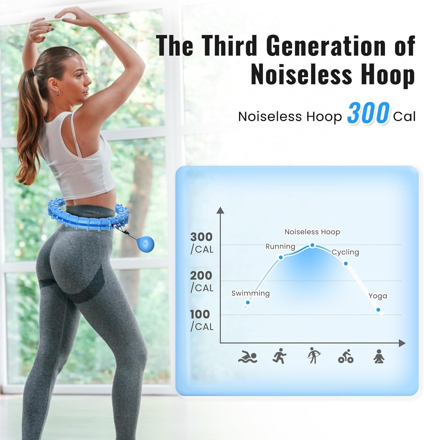 Quiet Hula Circle Hoops,65 inch 32 Knots Plus Size Hula Infinity Fitness Deta…