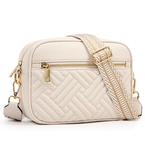 Crossbody Bags for Women – Trendy Vegan Leather Small Purse, Cream White