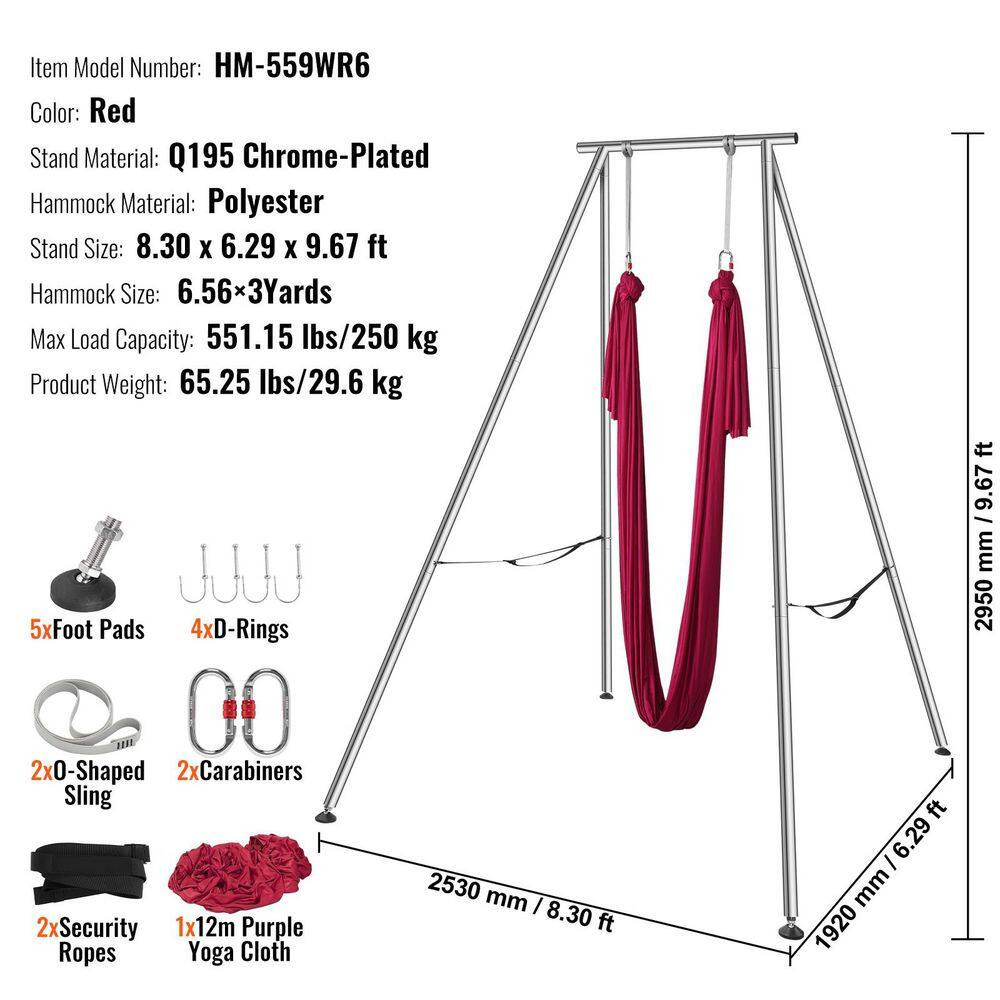 Aerial Yoga Frame and Yoga Hammock, 9.67 Ft. Height Professional Yoga Swing Stan