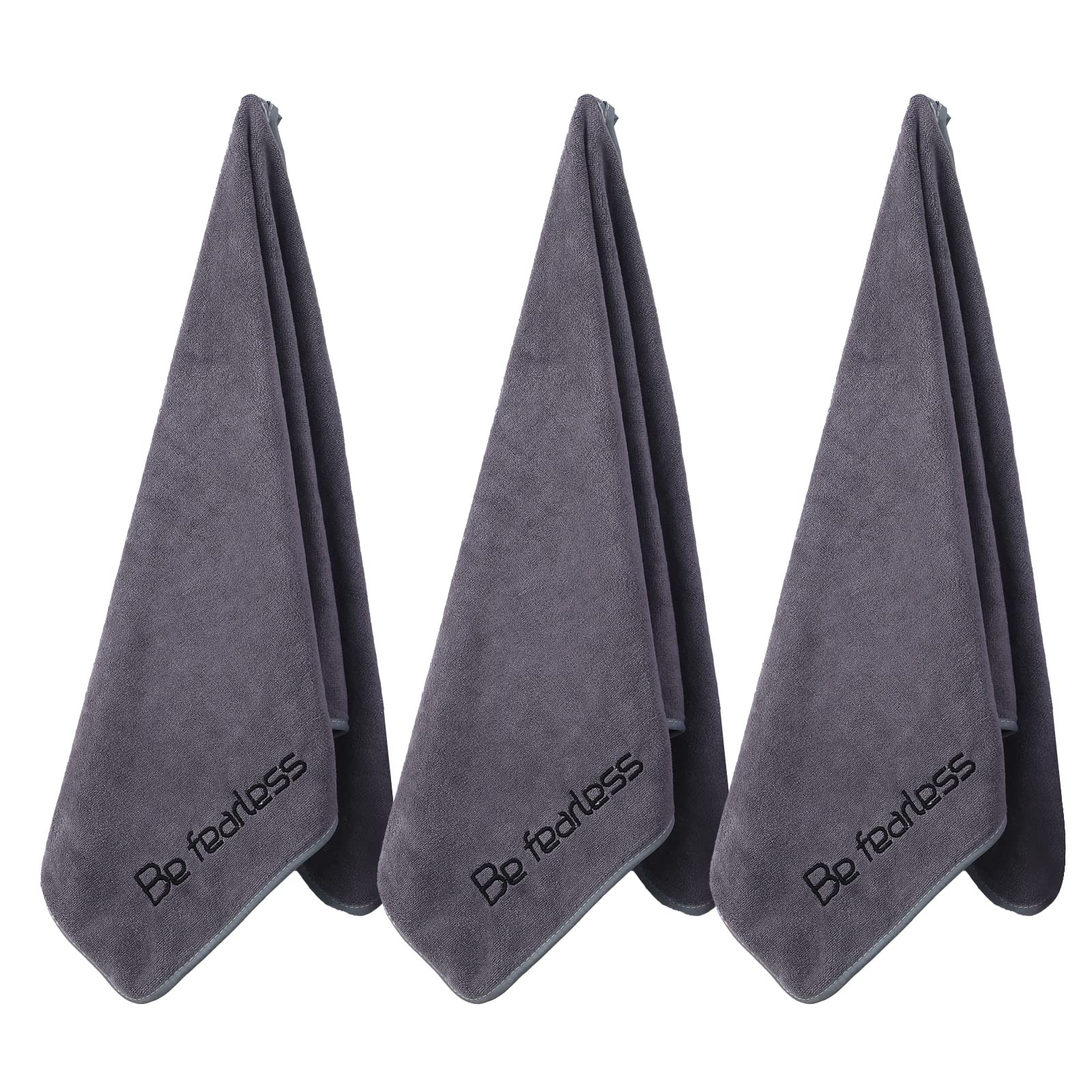 Wuwahold Microfiber Gym Towels Bigger Size Super Soft 3P-15×31 inches, Grey