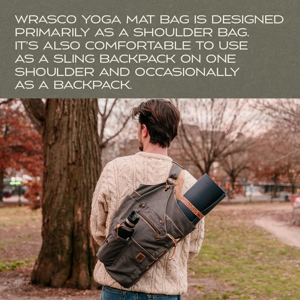 Yoga Mat Bag for Women & Men | Large Canvas Yoga Bag and Carrier Fits All Your S