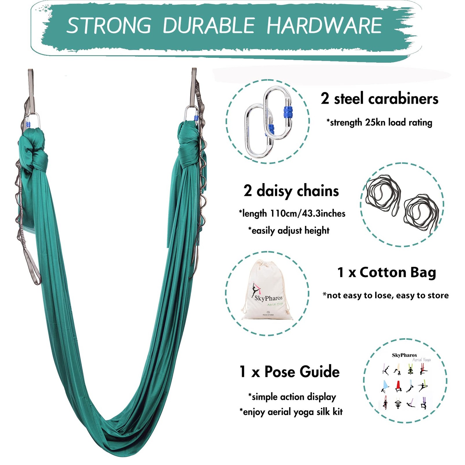Skypharos 5.5 Yards Aerial Silks Yoga Swing Set – Aerial Yoga Hammock Kit