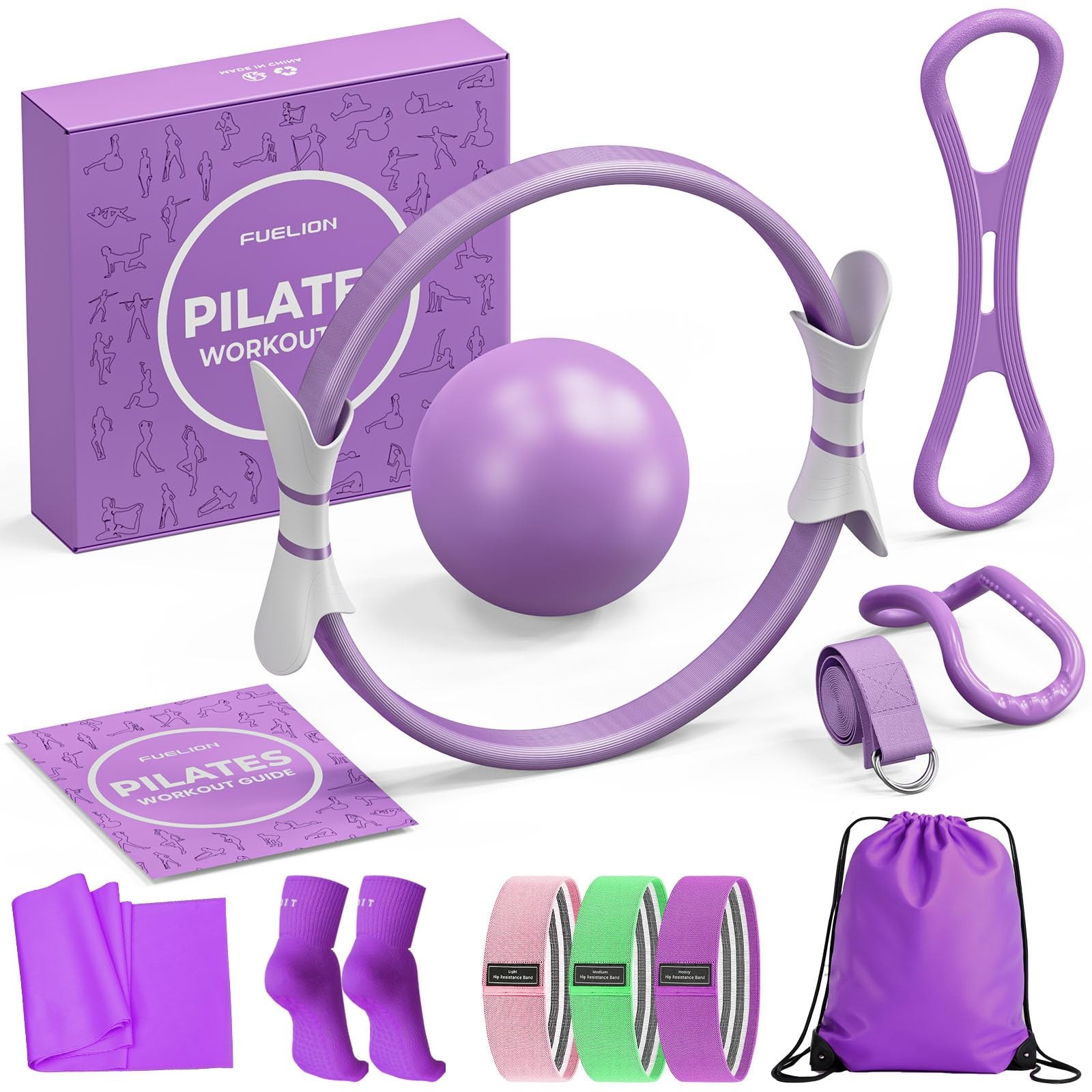 Pilates Ring Set for Women, Home Workout Pilates Equipment with Resistance Ba…