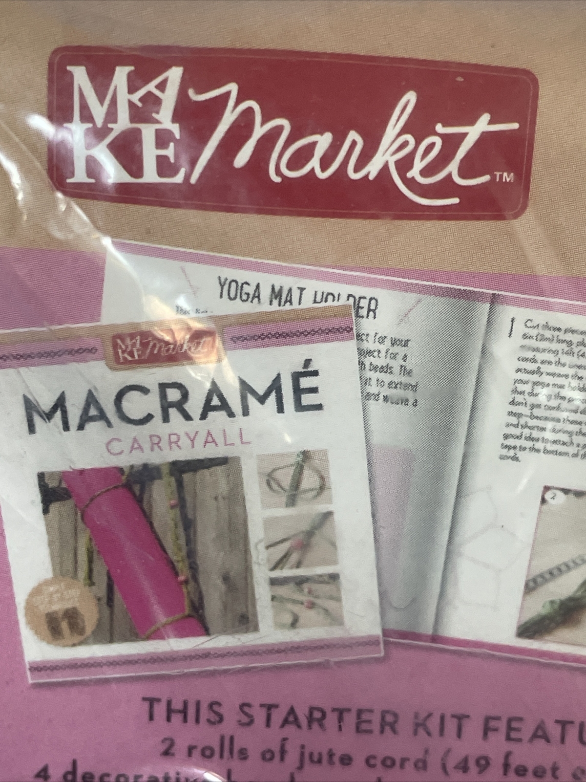 Yoga Mat Macrame Carryall Strap DIY Kit Jute and Beads 7 Piece Set NEW