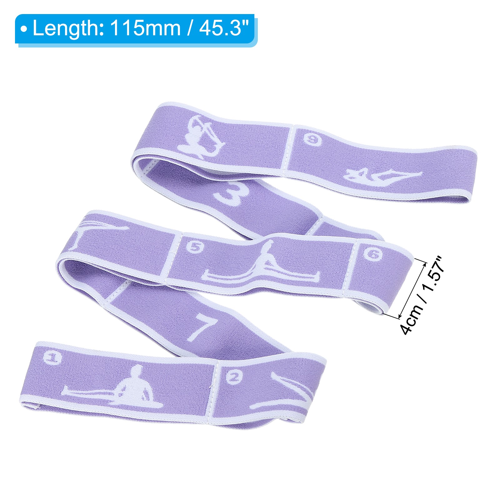 45.3 Inch Exercise Bands Yoga Stretching Strap Latin Elastic Dance Purple