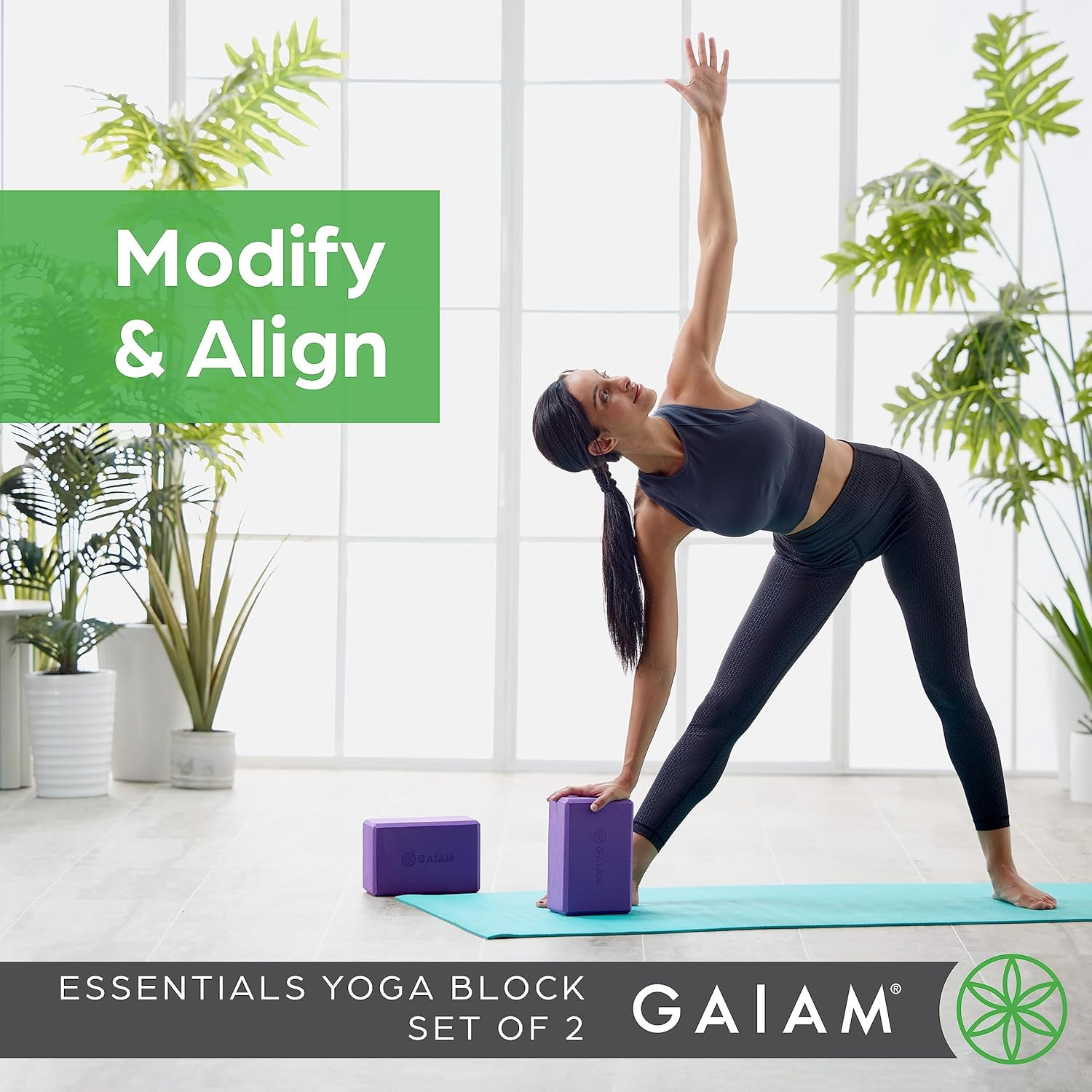 Gaiam Yoga Block – Supportive Latex-Free Eva Foam – Soft Non-Slip Surface with B
