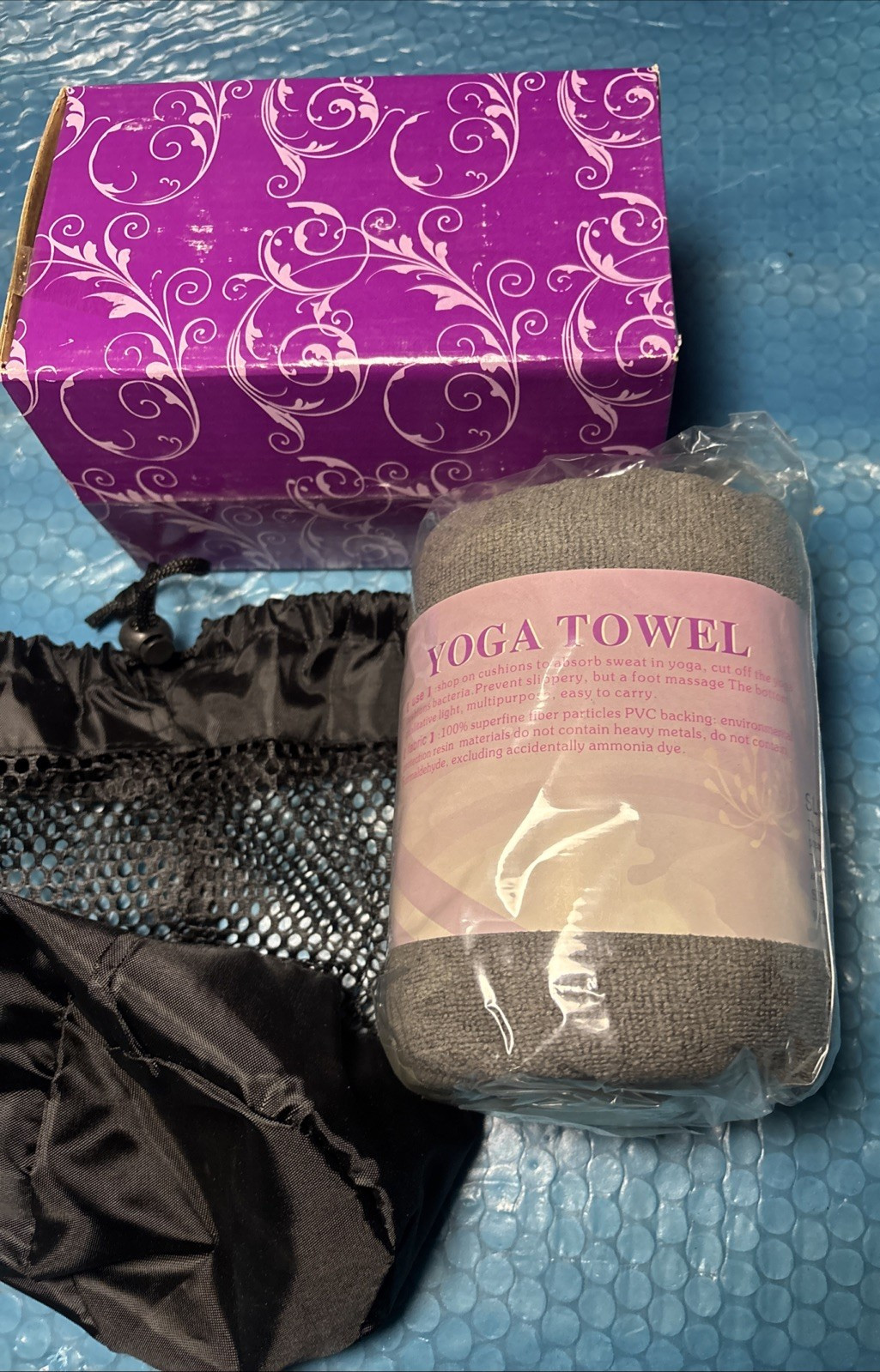 Angelbeauty Microfiber Thickness Non-Slip Hot Yoga Towel with Carry Bag 72&Prime; Gray