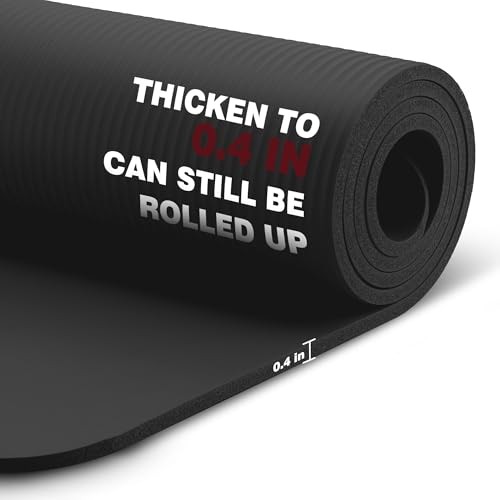 Extra Thick NBR Yoga Mat for Women & Men, 10mm Thick, 72”x24”x10mm Black