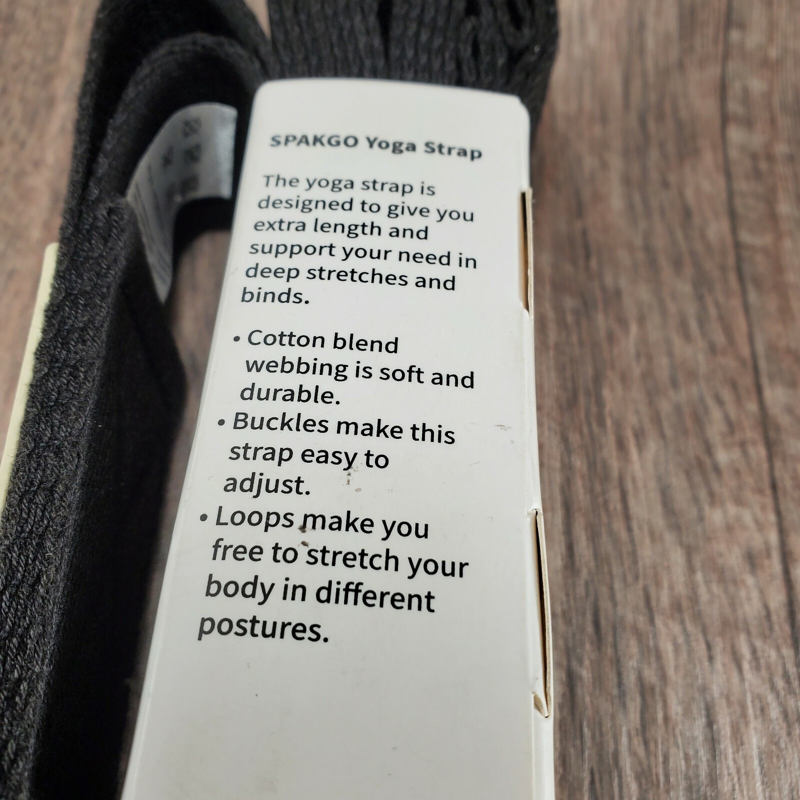 New SPAKGO Yoga STRETCH Strap 100% Polyester Fiber 8ft x1.5in Black Exercise