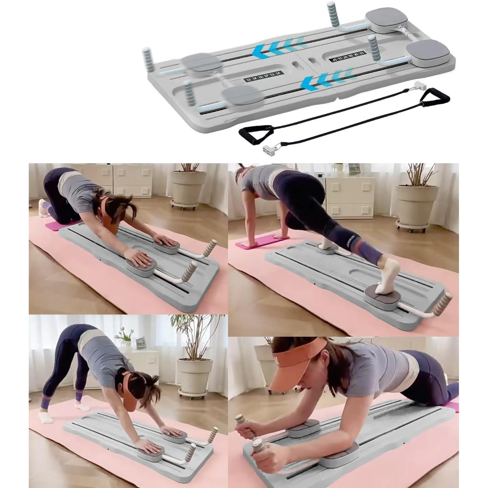 Lunivox 4 in 1 Exercise Pilates Board With Elbow Support And Resistance Bands,