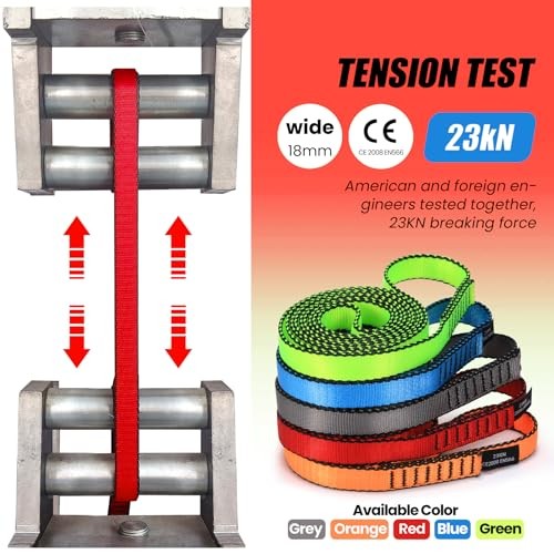 18MM Nylon Climbing Slings Runners 23 kN Strong Webbing 24inch/60cm 2PCS Red