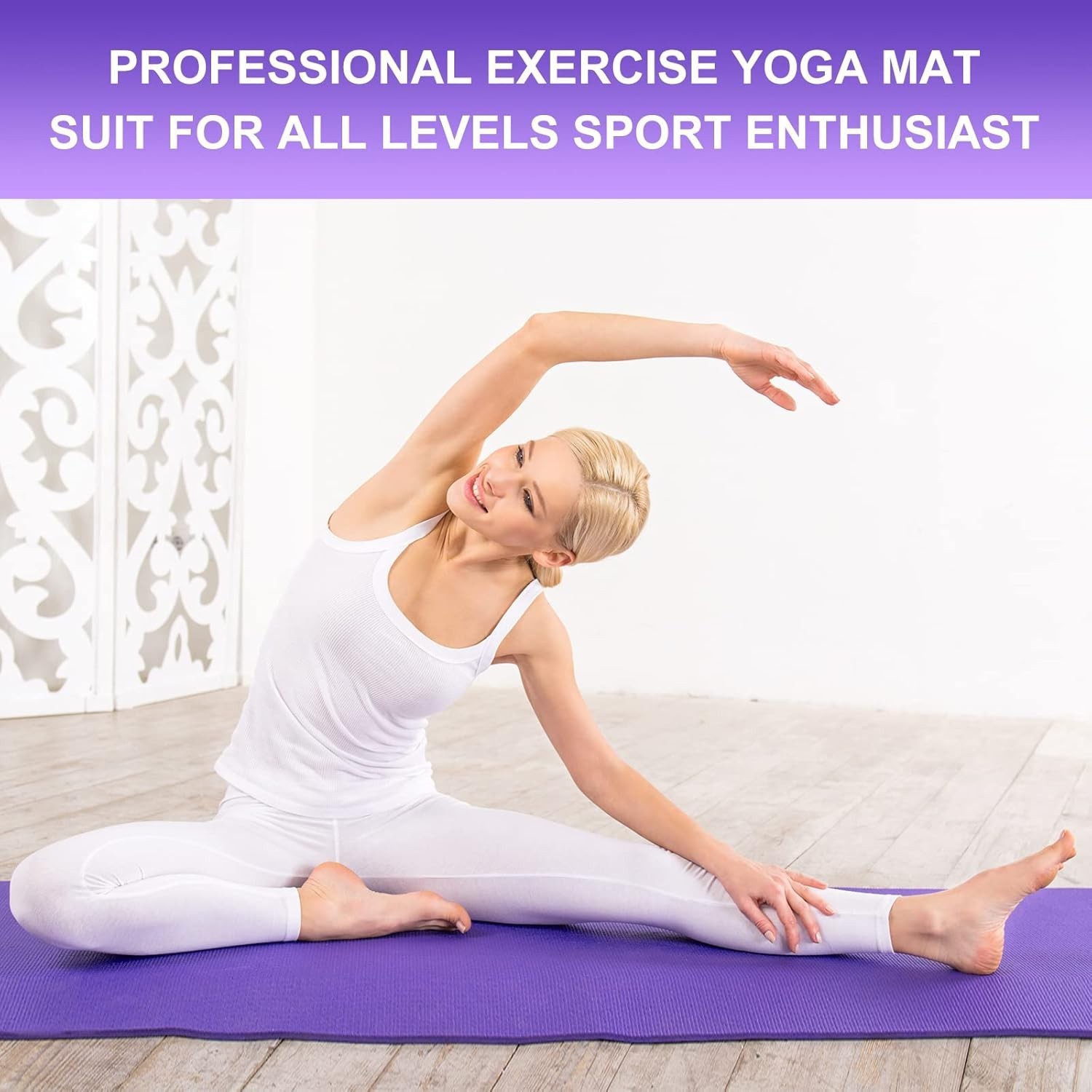 1/8&Prime; 3 mm Thick Yoga Pilates Mat Exercise Workout NonSlip Fitness Pad Gym 68×24&Prime;