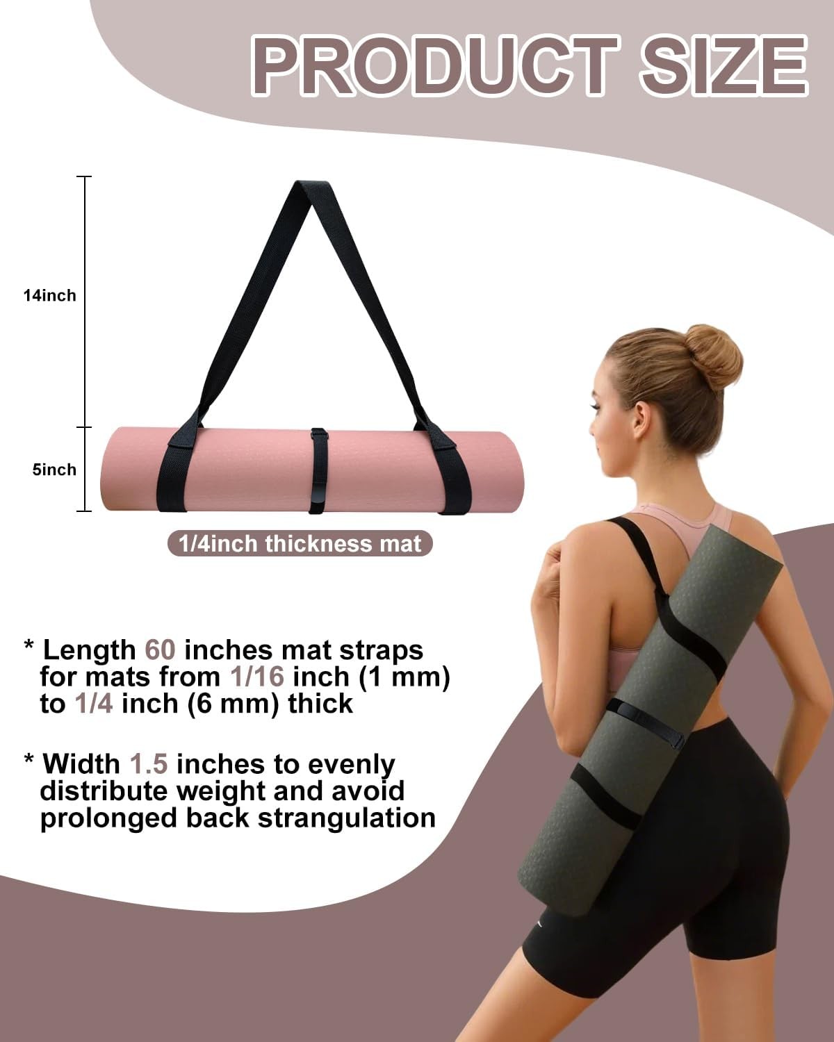 Yoga Mat Carrier, Premium Yoga Strap for Carrying Yoga Mats with Adjustable Hook