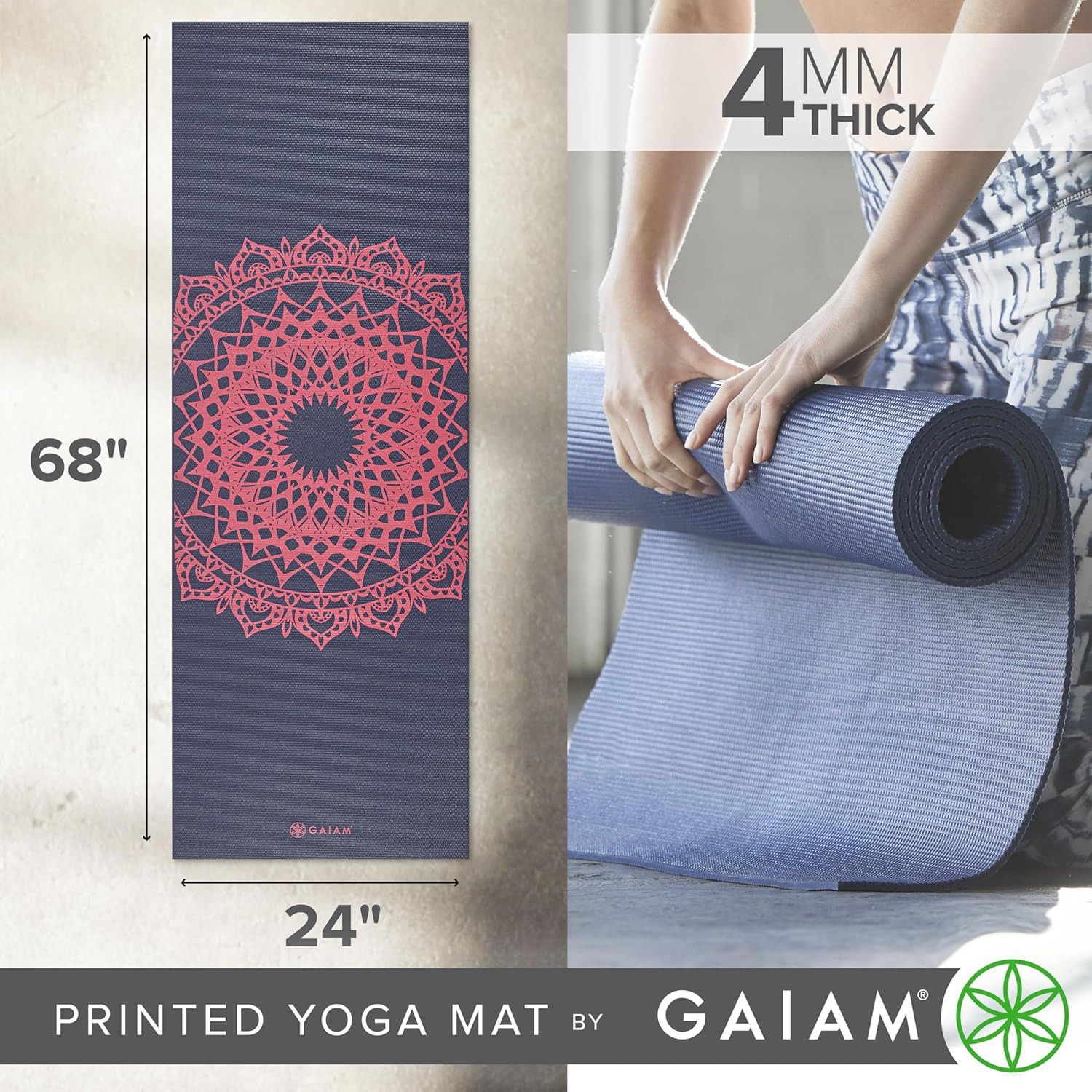 Print Yoga Mat, Non Slip Exercise & Fitness Mat for All Types of Yoga, Pilates &