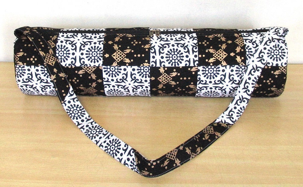 Indian White Balck Patchwork Yoga Mat Carrier Bag Mandala Large Shoulder Strap