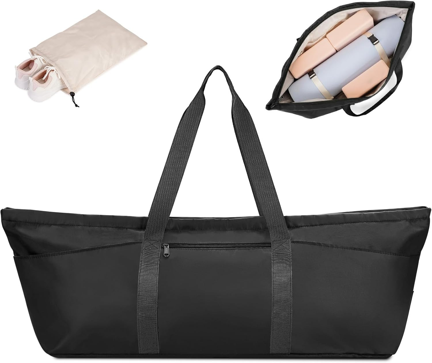 Large Yoga Mat Bag with Shoes Compartment and Wet Pocket Ladies Pilates Gym Tote
