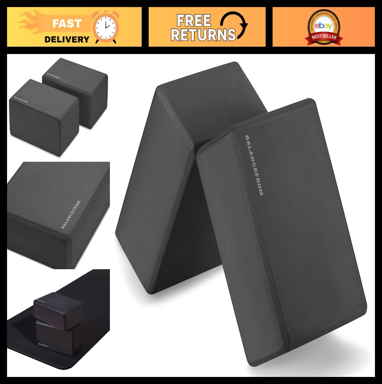 Set of 2 High Density EVA Yoga Blocks – Premium Support, 9&Prime;x6&Prime;x4&Prime; for Stability