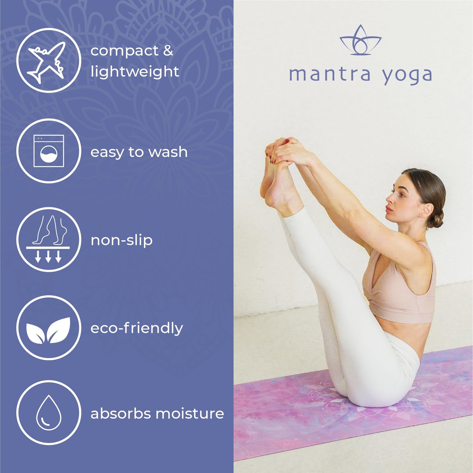 Mantra Yoga Travel PRO 1.5mm – Foldable Fitness & Exercise Mat with… Fast Ship