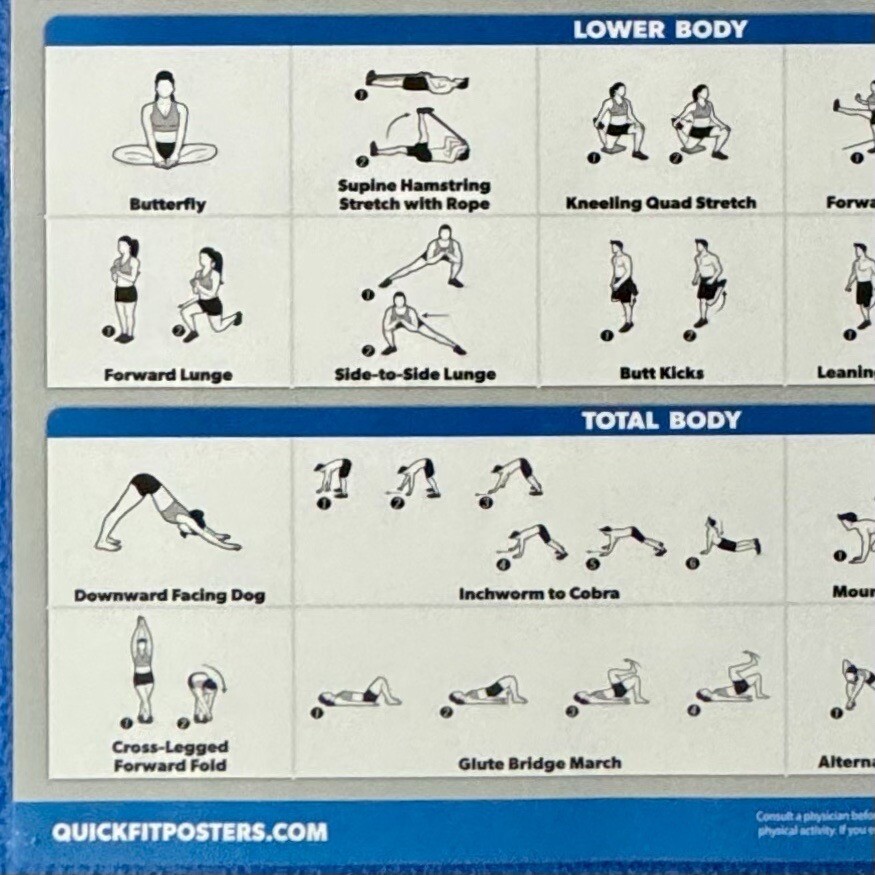 QuickFit Yoga Posters 4 Posters Stretching Warm-up Exercise Palace Learning