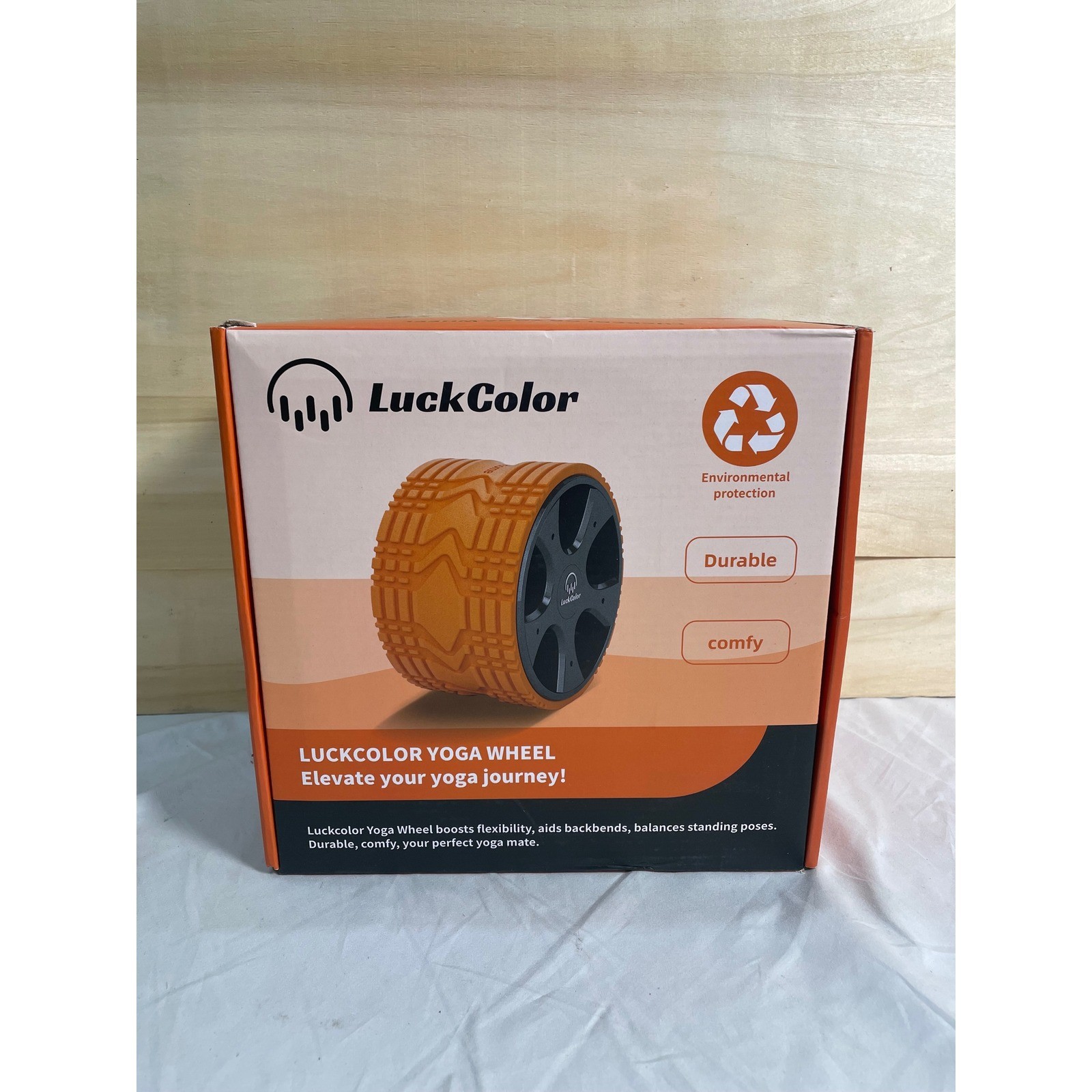 Luckcolor Yoga Wheel Blue Textured Back Roller for Flexibility and Balance