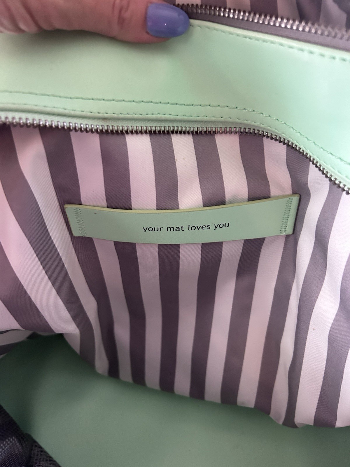 Lululemon Mint Green Yoga Mat Bag Synthetic Zipper 3 Pockets Adjustable Strap