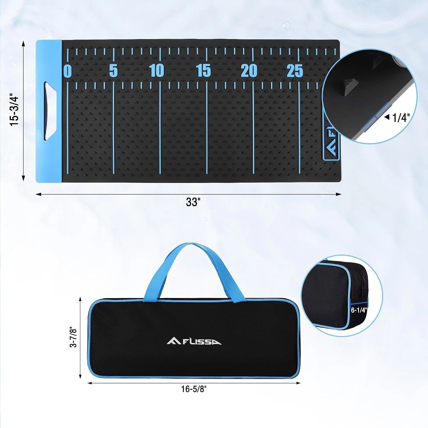 33&Prime; Non-Slip Fish Fillet Mat with Storage Bag, Portable & Durable Fish Cleani…
