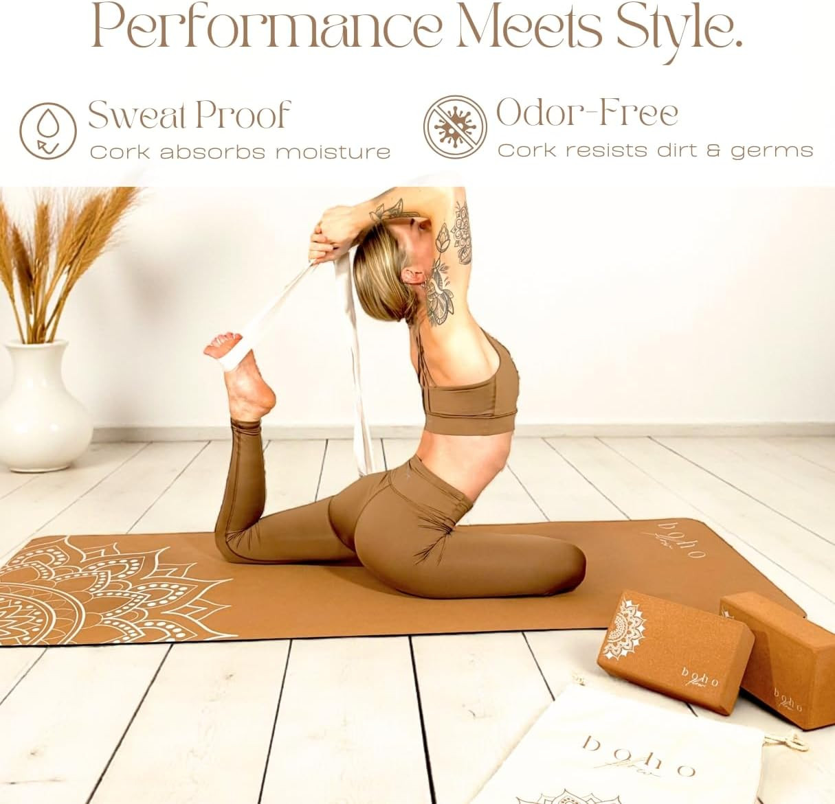 Cork Yoga Block Set – 2 Pack with Strap & Canvas Bag | Luxury Portuguese Yoga Bl