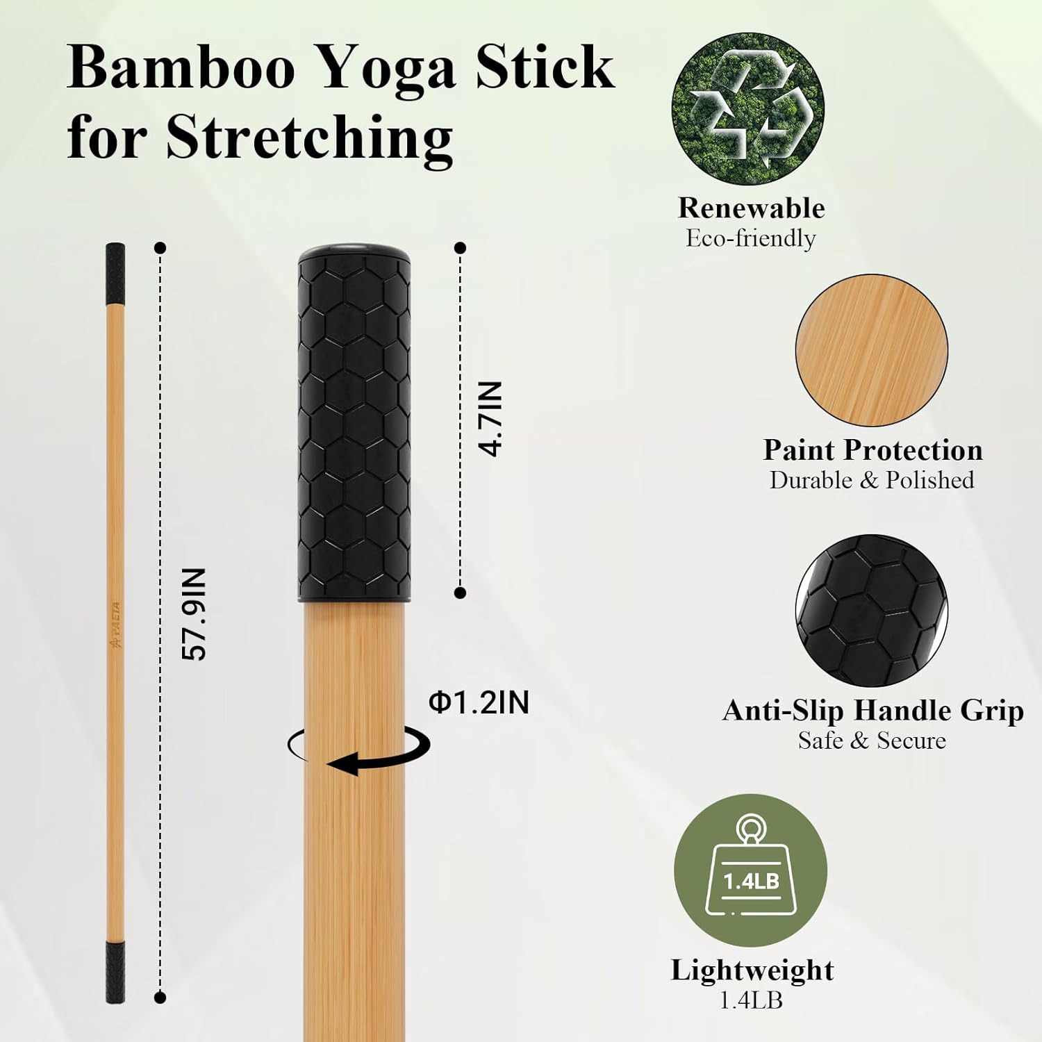 Yoga Stick for Stretching, 5Ft Exercise Stick for Mobility & Flexibility, Bamboo