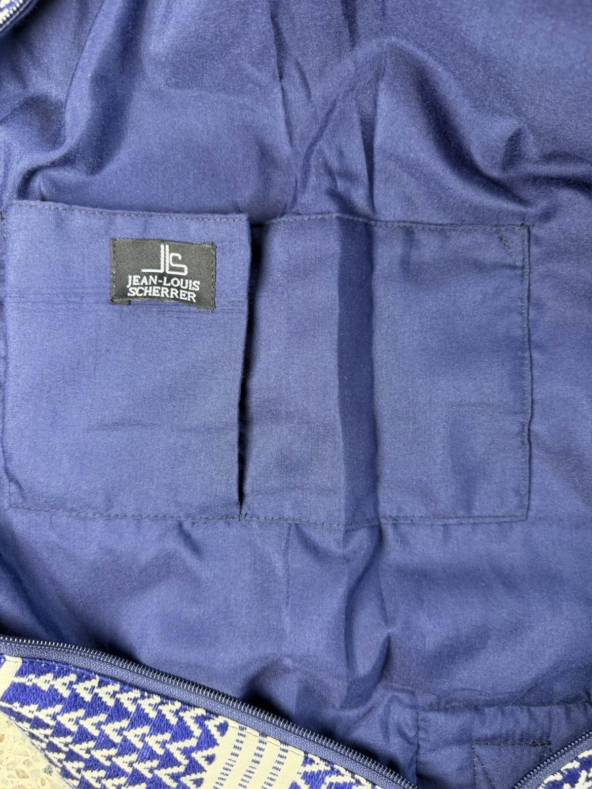 Jean-Louis Sherrer Pull String Yoga Mat Zip Bag Designer Natural Knit Blue White
