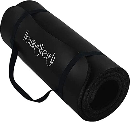 1 Inch Extra Thick Non Slip Yoga Mat – Exercise Mats for Home Workouts, Black