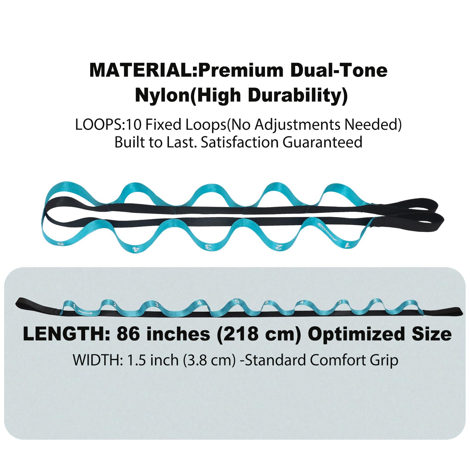 Stretching Strap with Loops for Physical Therapy,Yoga Strap for Stretching,Ho…