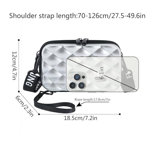 Lightweight Adjustable Strap Clutch Purse Women Water Resistant PVC Silver