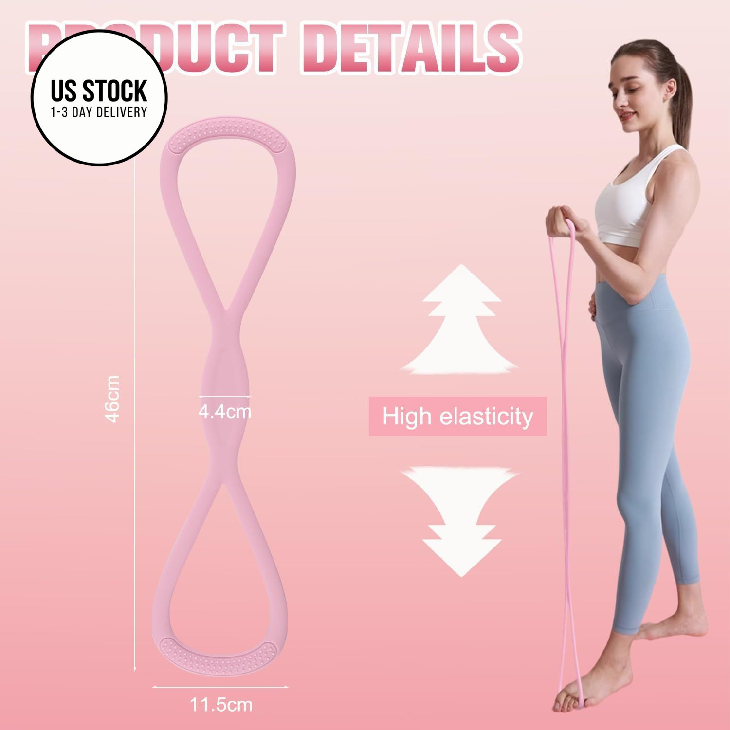 2Pack Figure 8 Resistance Band for Women, Bands Pink and Purple