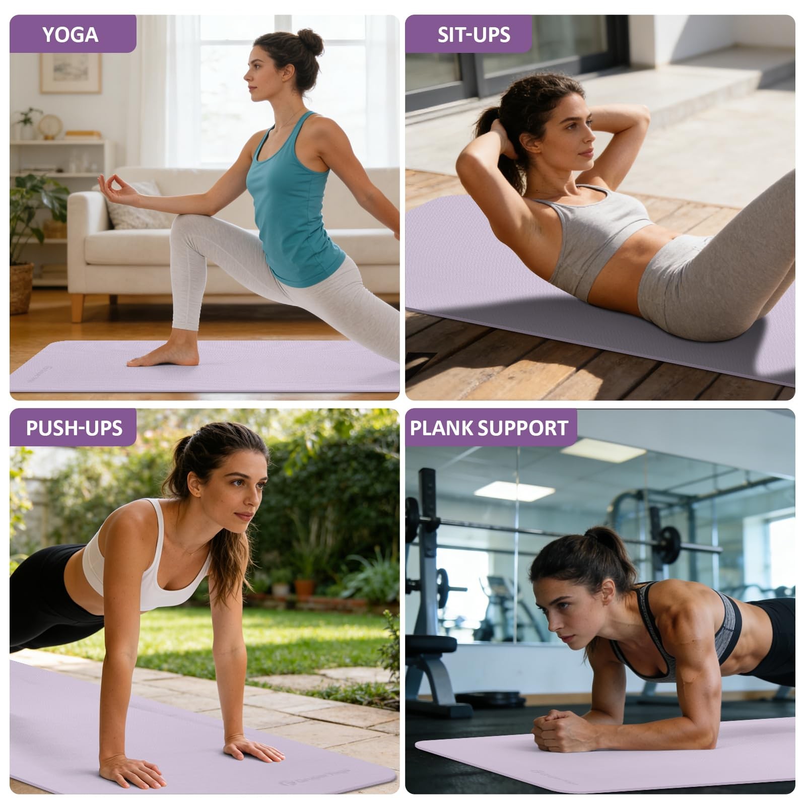 Yoga Mat Non Slip, 72&Prime;L x 24&Prime;W x 0.24&Prime;/0.32&Prime;TH, Anti-Tear Exercise Mat with C…