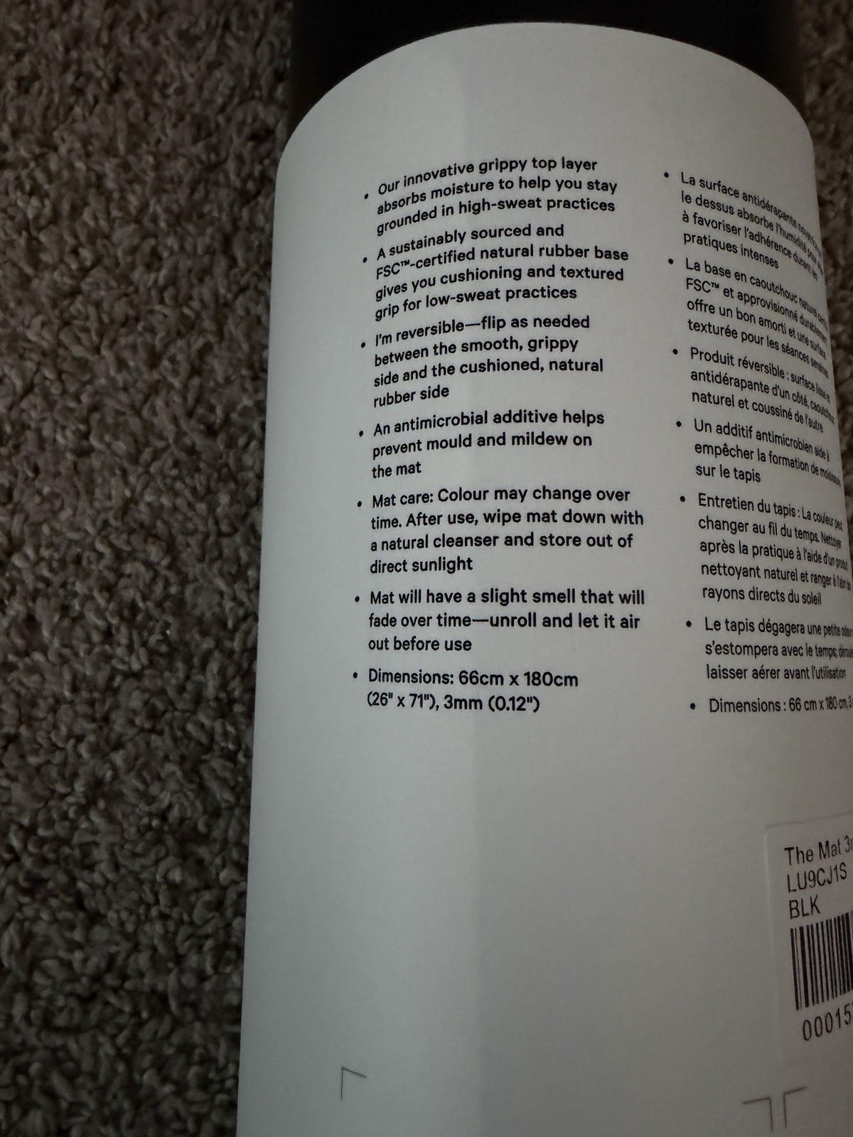 Lululemon Yoga Mat 3mm 26×71 Black