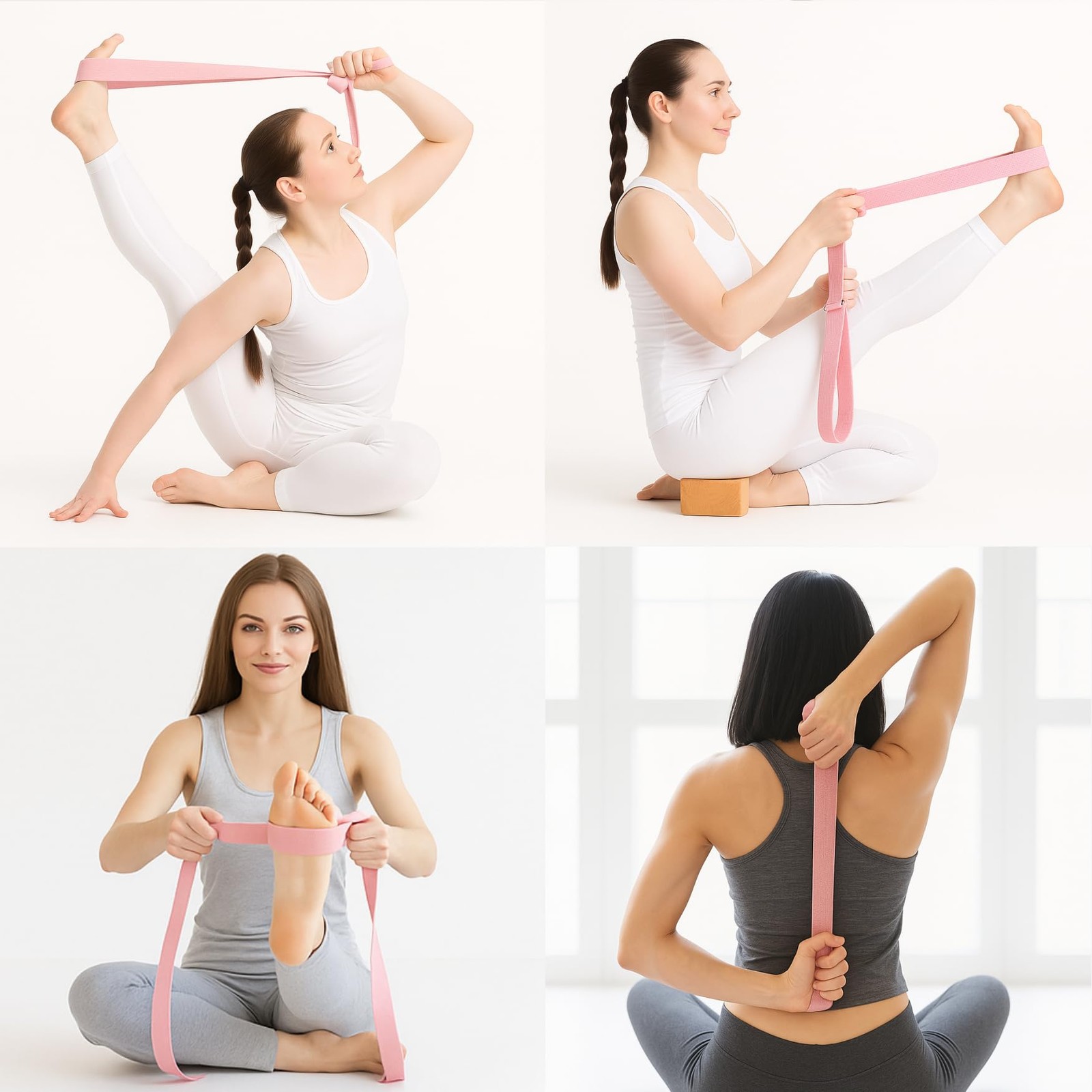 YXILEE Pilates Ring Circle Set – Workout at Home Equipment Women Pink