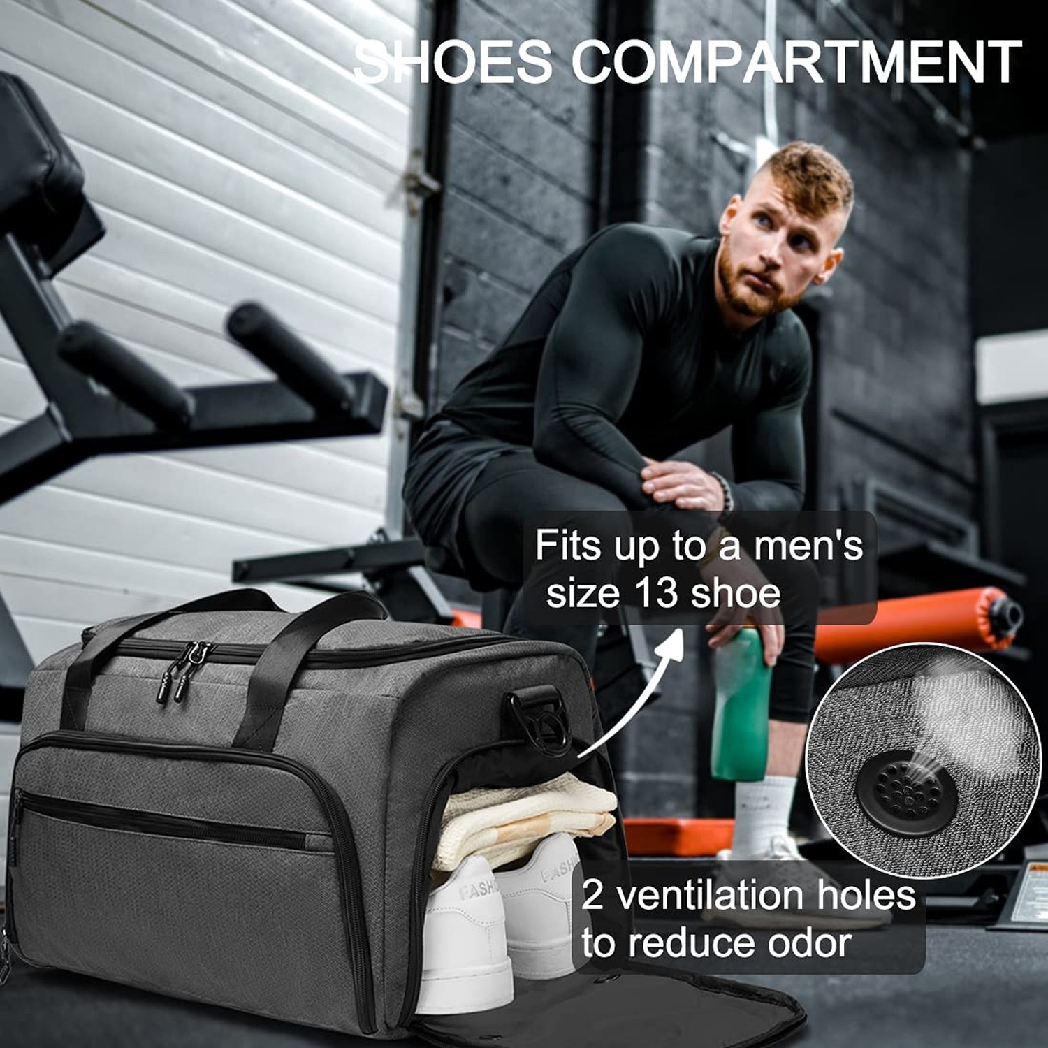 Gym Bag for Men Women, Small Fitness Workout Sports Bag with Wet Pocket & Sho…