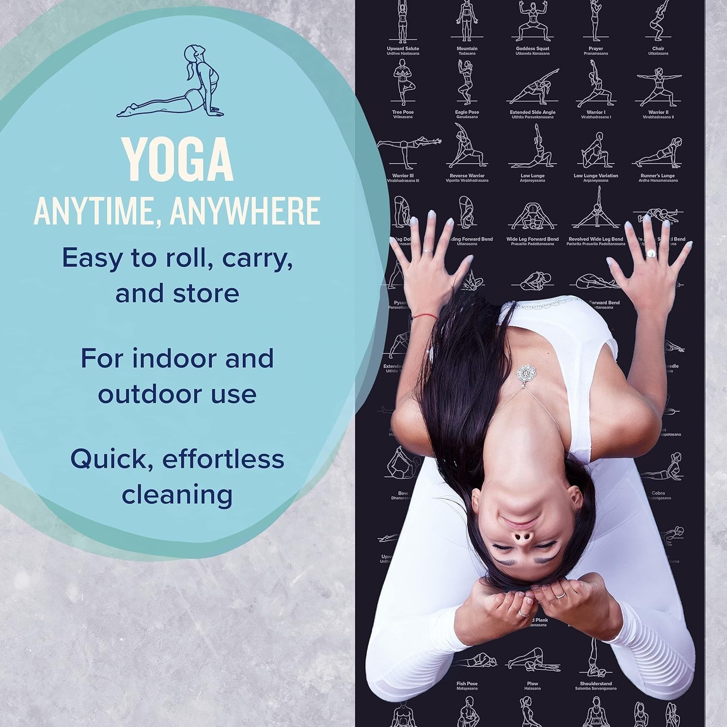 Moisture-Wicking Yoga Mat with Printed Poses – Fitness Essential for Home & Gym
