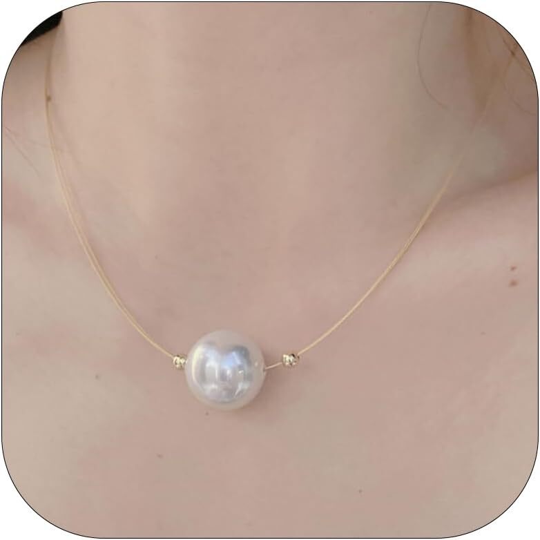 Long Pearl Necklaces for Women Men Multilayer Cream White Faux luster