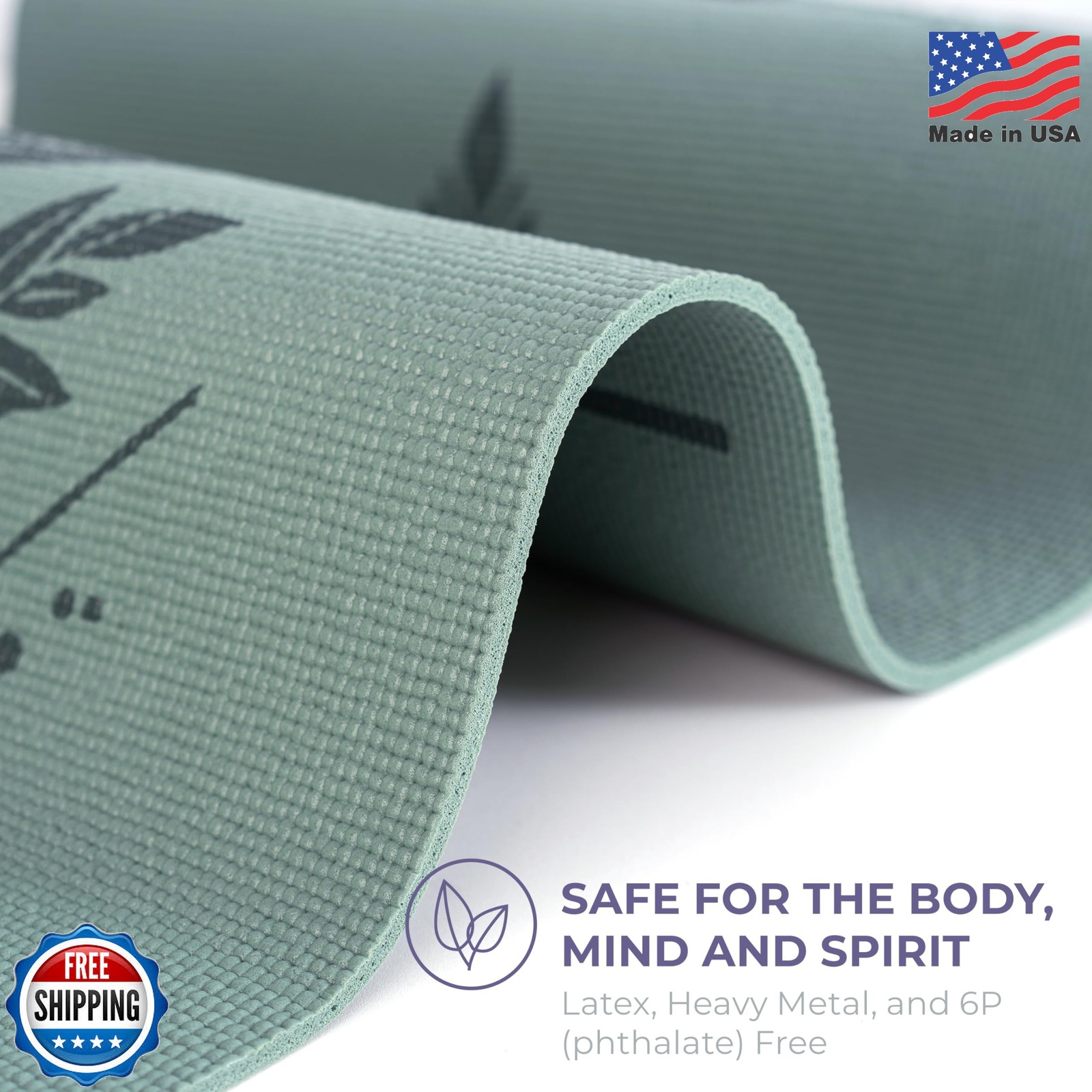 Ascend Yoga Mat – Premium 6mm Thick, 72&Prime; x 24&Prime;, Solid or Reversible Print, Non S