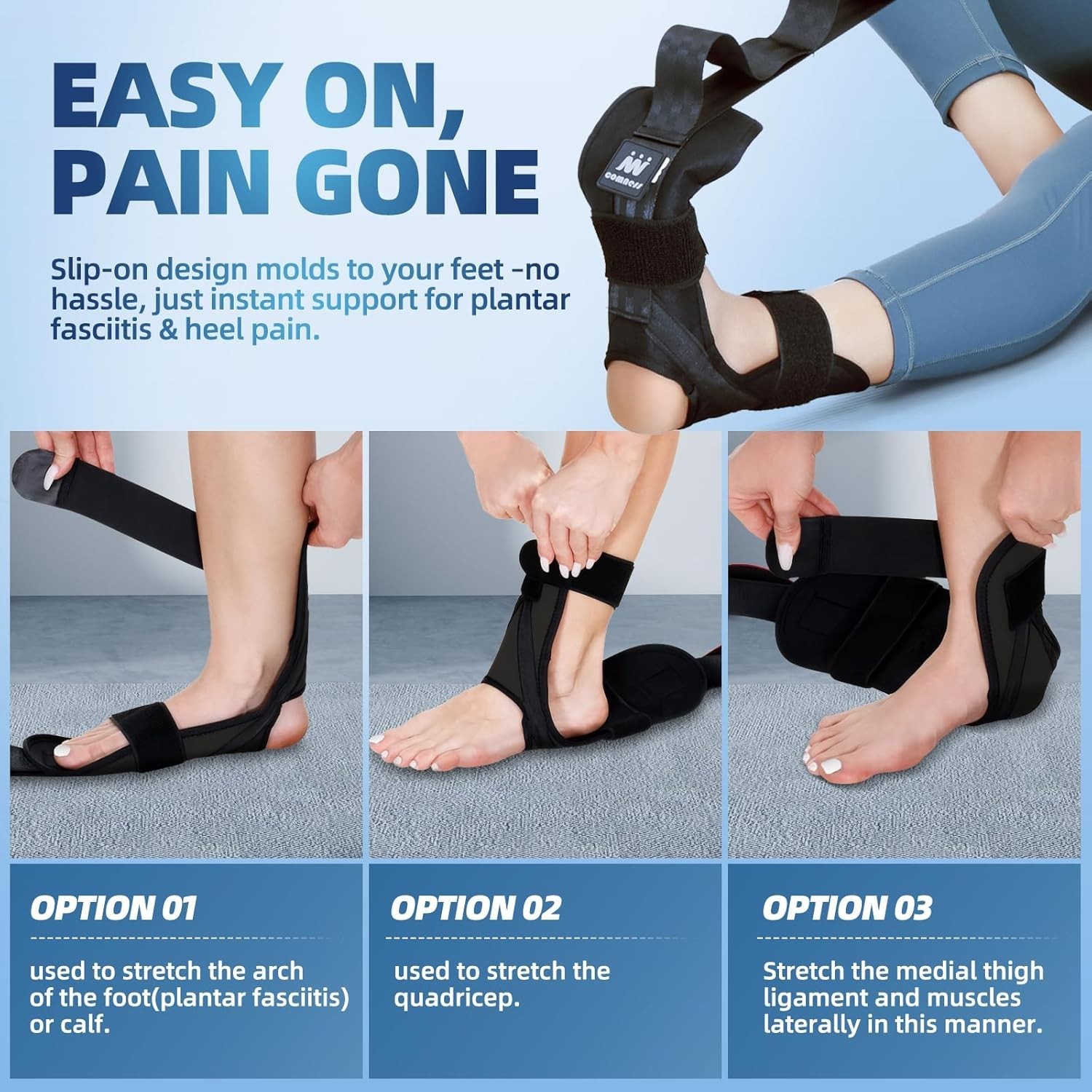 Adjustable Foot and Calf Stretcher – Sturdy Support for Achilles & Plantar Pain